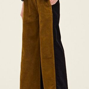 Two-tone corduroy pants